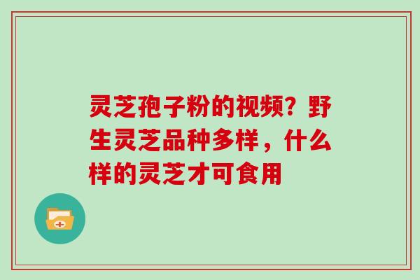 灵芝孢子粉的视频？野生灵芝品种多样，什么样的灵芝才可食用