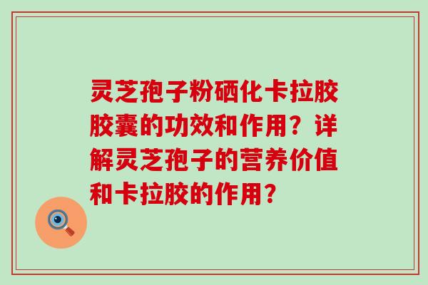 灵芝孢子粉硒化卡拉胶胶囊的功效和作用？详解灵芝孢子的营养价值和卡拉胶的作用？