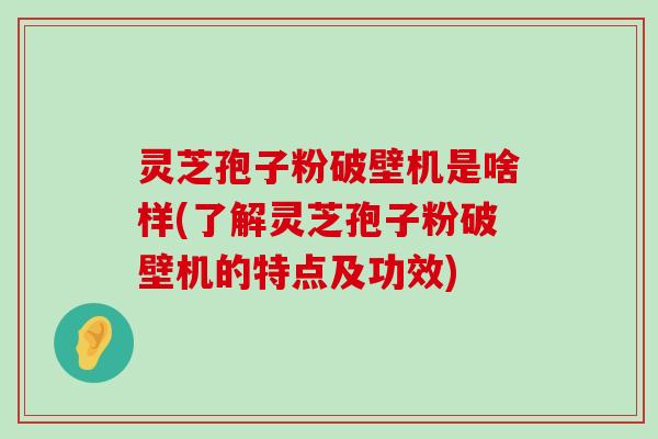 灵芝孢子粉破壁机是啥样(了解灵芝孢子粉破壁机的特点及功效)