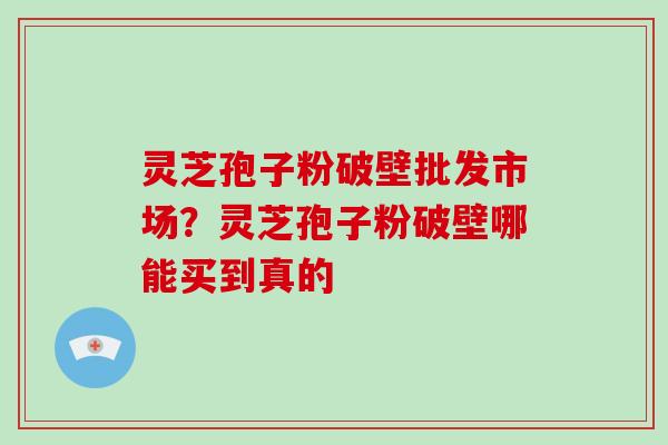 灵芝孢子粉破壁批发市场？灵芝孢子粉破壁哪能买到真的