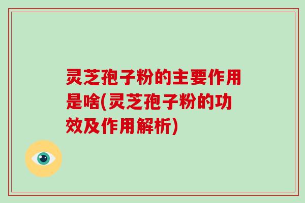 灵芝孢子粉的主要作用是啥(灵芝孢子粉的功效及作用解析)