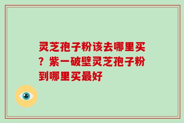 灵芝孢子粉该去哪里买？紫一破壁灵芝孢子粉到哪里买好