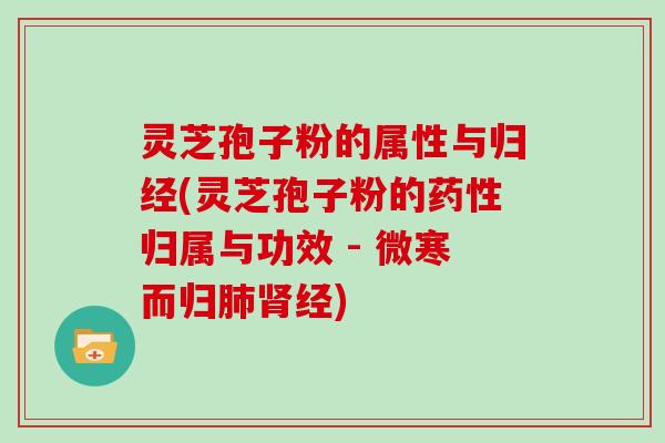 灵芝孢子粉的属性与归经(灵芝孢子粉的归属与功效 - 微寒而归经)