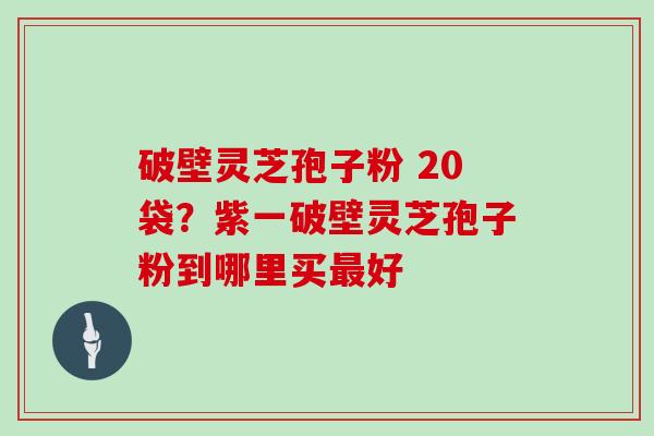 破壁灵芝孢子粉 20袋？紫一破壁灵芝孢子粉到哪里买好