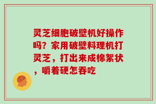 灵芝细胞破壁机好操作吗？家用破壁料理机打灵芝，打出来成棉絮状，嚼着硬怎吞吃