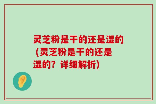 灵芝粉是干的还是湿的 (灵芝粉是干的还是湿的？详细解析)