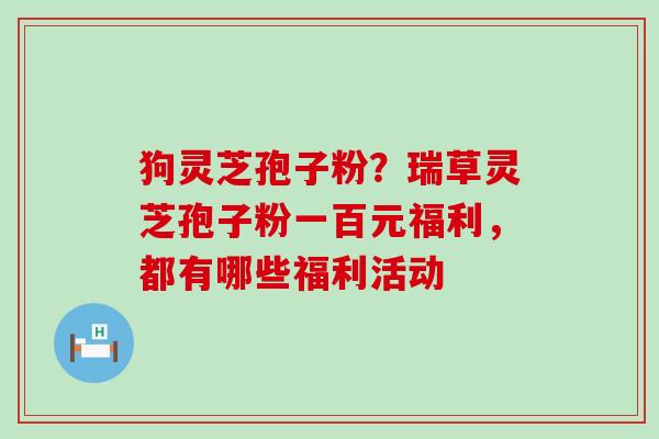 狗灵芝孢子粉？瑞草灵芝孢子粉一百元福利，都有哪些福利活动