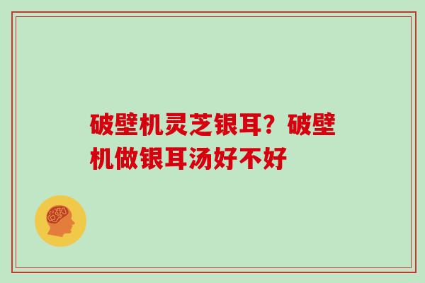 破壁机灵芝银耳？破壁机做银耳汤好不好