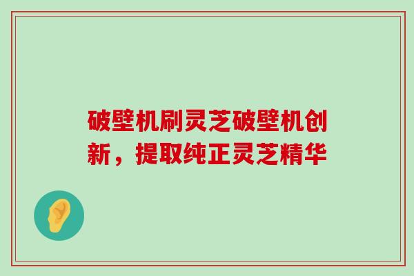 破壁机刷灵芝破壁机创新，提取纯正灵芝精华