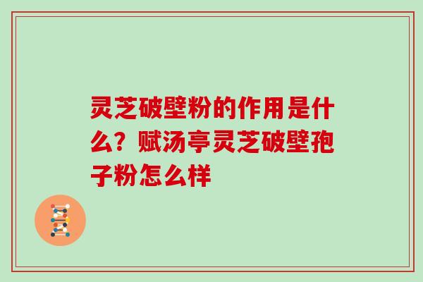 灵芝破壁粉的作用是什么？赋汤亭灵芝破壁孢子粉怎么样