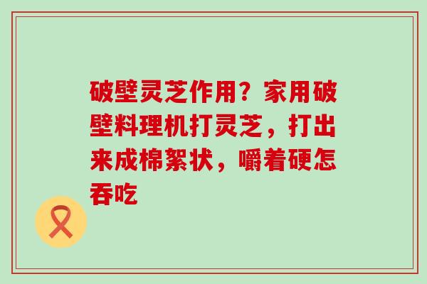 破壁灵芝作用？家用破壁料理机打灵芝，打出来成棉絮状，嚼着硬怎吞吃