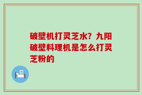 破壁机打灵芝水？九阳破壁料理机是怎么打灵芝粉的