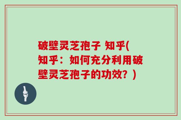 破壁灵芝孢子 知乎(知乎：如何充分利用破壁灵芝孢子的功效？)