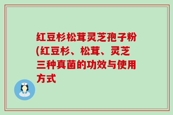 红豆杉松茸灵芝孢子粉(红豆杉、松茸、灵芝三种真菌的功效与使用方式