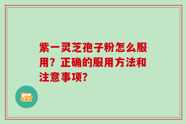 紫一灵芝孢子粉怎么服用？正确的服用方法和注意事项？