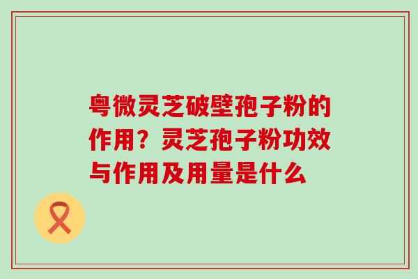 粤微灵芝破壁孢子粉的作用？灵芝孢子粉功效与作用及用量是什么