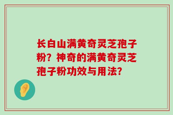 长白山满黄奇灵芝孢子粉？神奇的满黄奇灵芝孢子粉功效与用法？