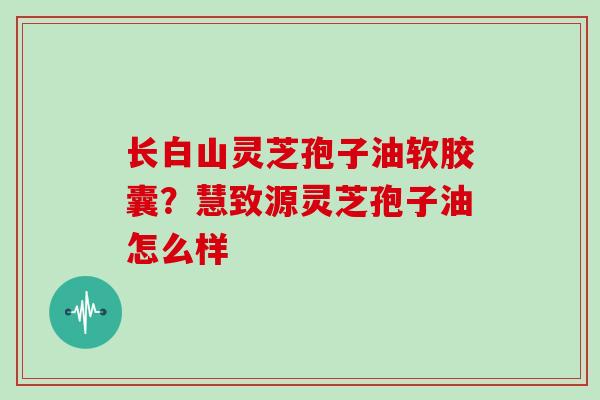 长白山灵芝孢子油软胶囊？慧致源灵芝孢子油怎么样