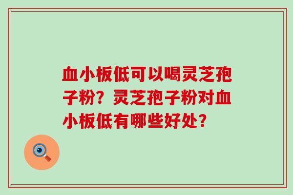 低可以喝灵芝孢子粉？灵芝孢子粉对低有哪些好处？