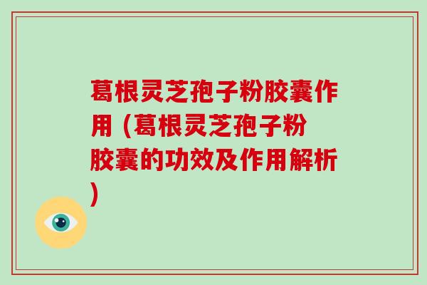 葛根灵芝孢子粉胶囊作用 (葛根灵芝孢子粉胶囊的功效及作用解析)