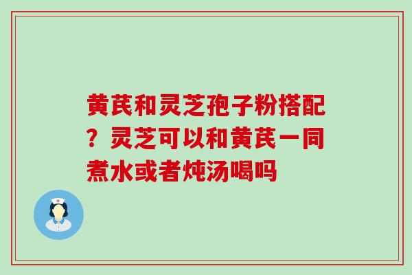 黄芪和灵芝孢子粉搭配？灵芝可以和黄芪一同煮水或者炖汤喝吗