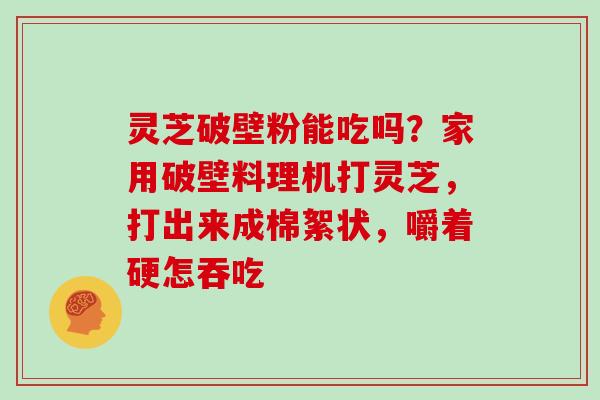 灵芝破壁粉能吃吗？家用破壁料理机打灵芝，打出来成棉絮状，嚼着硬怎吞吃