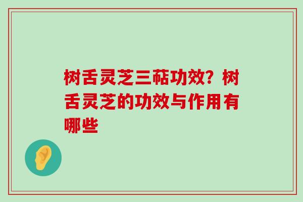 树舌灵芝三萜功效？树舌灵芝的功效与作用有哪些