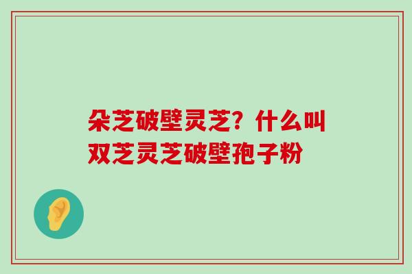 朵芝破壁灵芝？什么叫双芝灵芝破壁孢子粉