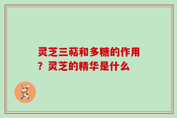 灵芝三萜和多糖的作用？灵芝的精华是什么