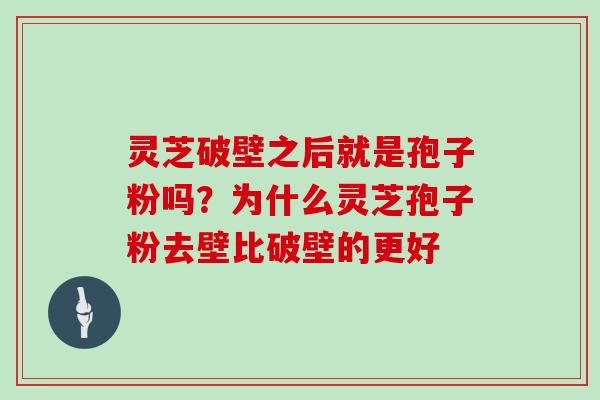 灵芝破壁之后就是孢子粉吗？为什么灵芝孢子粉去壁比破壁的更好