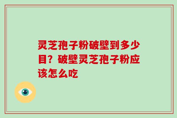 灵芝孢子粉破壁到多少目？破壁灵芝孢子粉应该怎么吃