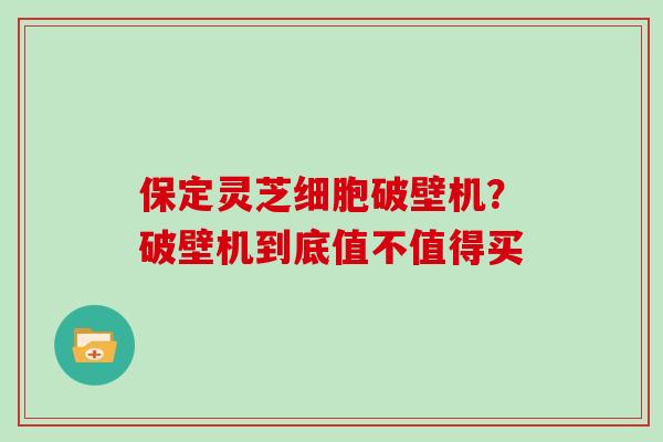 保定灵芝细胞破壁机？破壁机到底值不值得买