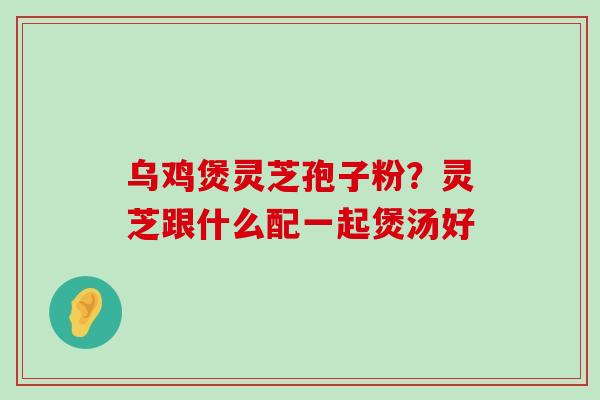 乌鸡煲灵芝孢子粉？灵芝跟什么配一起煲汤好