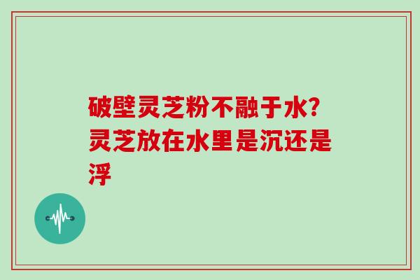 破壁灵芝粉不融于水？灵芝放在水里是沉还是浮