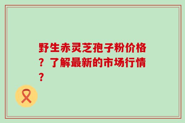 野生赤灵芝孢子粉价格？了解新的市场行情？