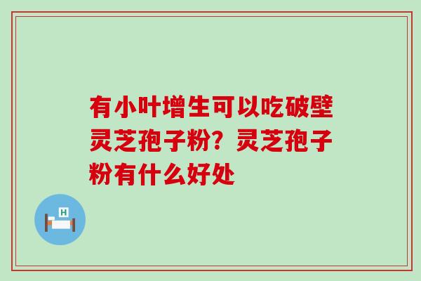 有小叶增生可以吃破壁灵芝孢子粉？灵芝孢子粉有什么好处