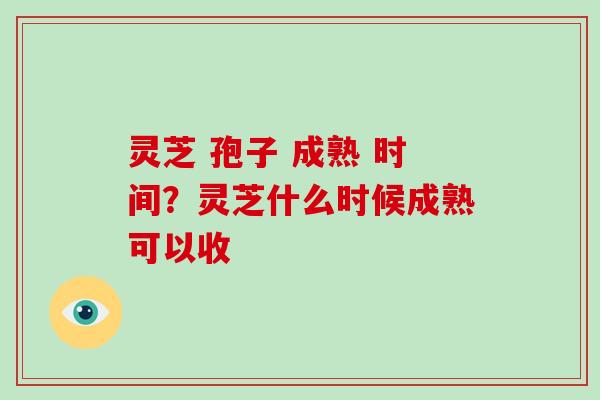 灵芝 孢子 成熟 时间？灵芝什么时候成熟可以收