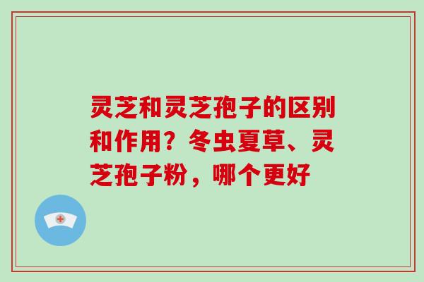 灵芝和灵芝孢子的区别和作用？冬虫夏草、灵芝孢子粉，哪个更好