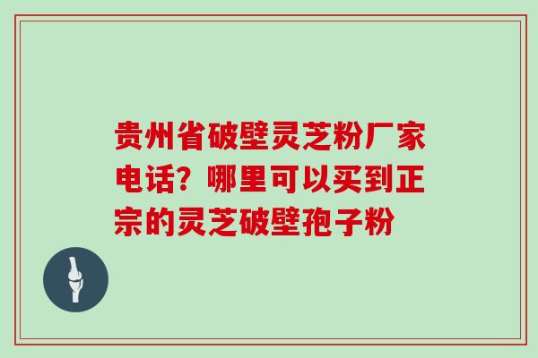 贵州省破壁灵芝粉厂家电话？哪里可以买到正宗的灵芝破壁孢子粉