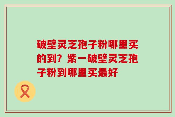 破壁灵芝孢子粉哪里买的到？紫一破壁灵芝孢子粉到哪里买好