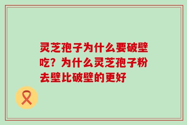 灵芝孢子为什么要破壁吃？为什么灵芝孢子粉去壁比破壁的更好