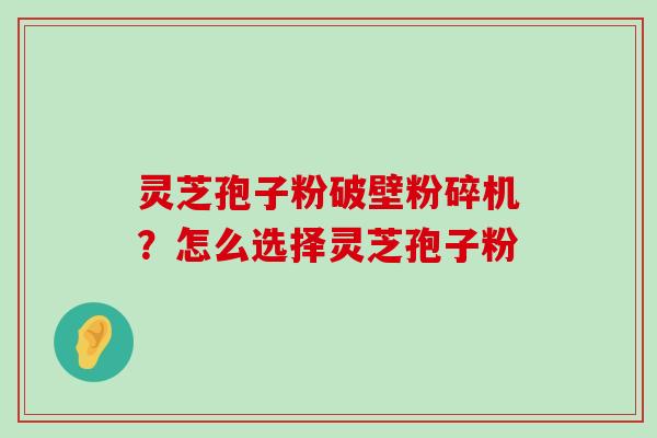 灵芝孢子粉破壁粉碎机？怎么选择灵芝孢子粉