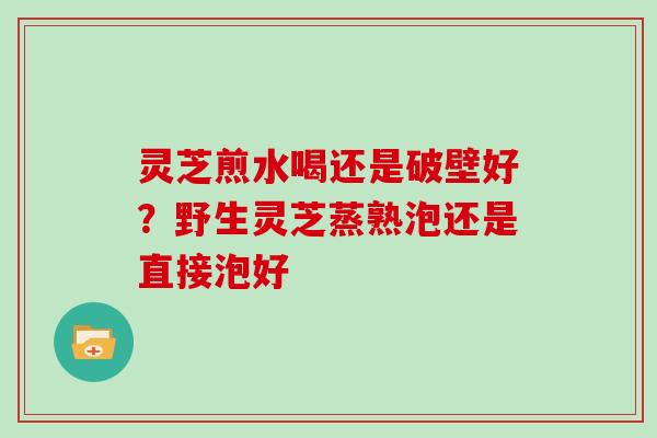 灵芝煎水喝还是破壁好？野生灵芝蒸熟泡还是直接泡好