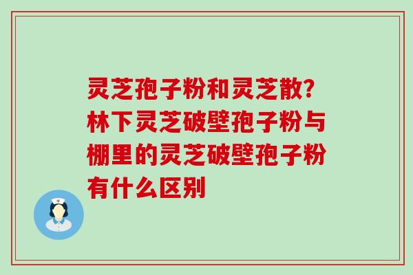 灵芝孢子粉和灵芝散？林下灵芝破壁孢子粉与棚里的灵芝破壁孢子粉有什么区别