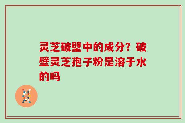 灵芝破壁中的成分？破壁灵芝孢子粉是溶于水的吗