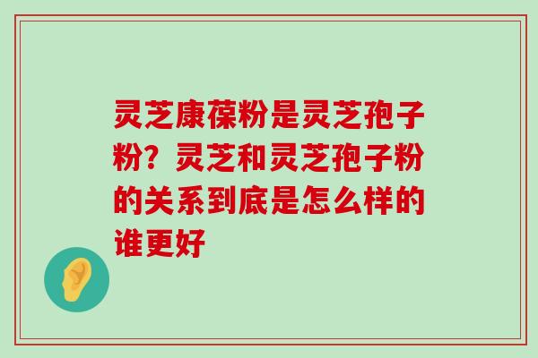 灵芝康葆粉是灵芝孢子粉？灵芝和灵芝孢子粉的关系到底是怎么样的谁更好