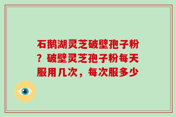 石鹅湖灵芝破壁孢子粉？破壁灵芝孢子粉每天服用几次，每次服多少