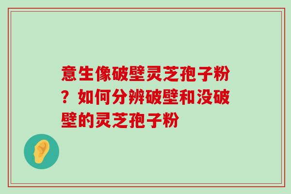 意生像破壁灵芝孢子粉？如何分辨破壁和没破壁的灵芝孢子粉