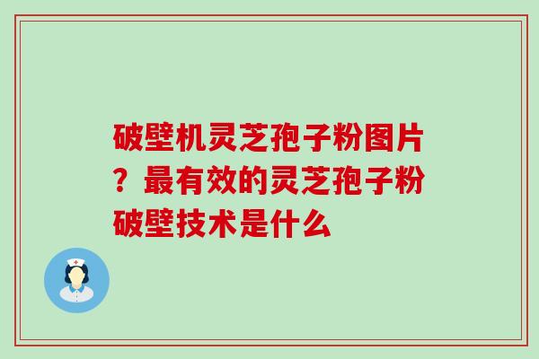 破壁机灵芝孢子粉图片？有效的灵芝孢子粉破壁技术是什么