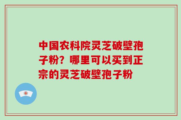 中国农科院灵芝破壁孢子粉？哪里可以买到正宗的灵芝破壁孢子粉